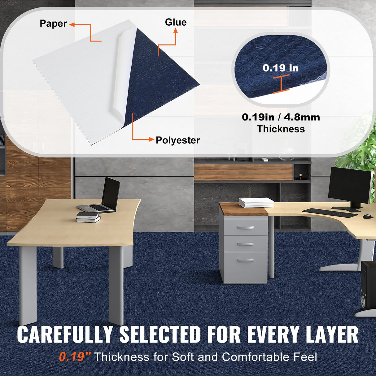 VEVOR Carpet Tiles Peel and Stick, Squares Self Adhesive Carpet Floor Tile, Soft Padded Carpet Tiles, Easy Install DIY for Bedroom Living Room Indoor