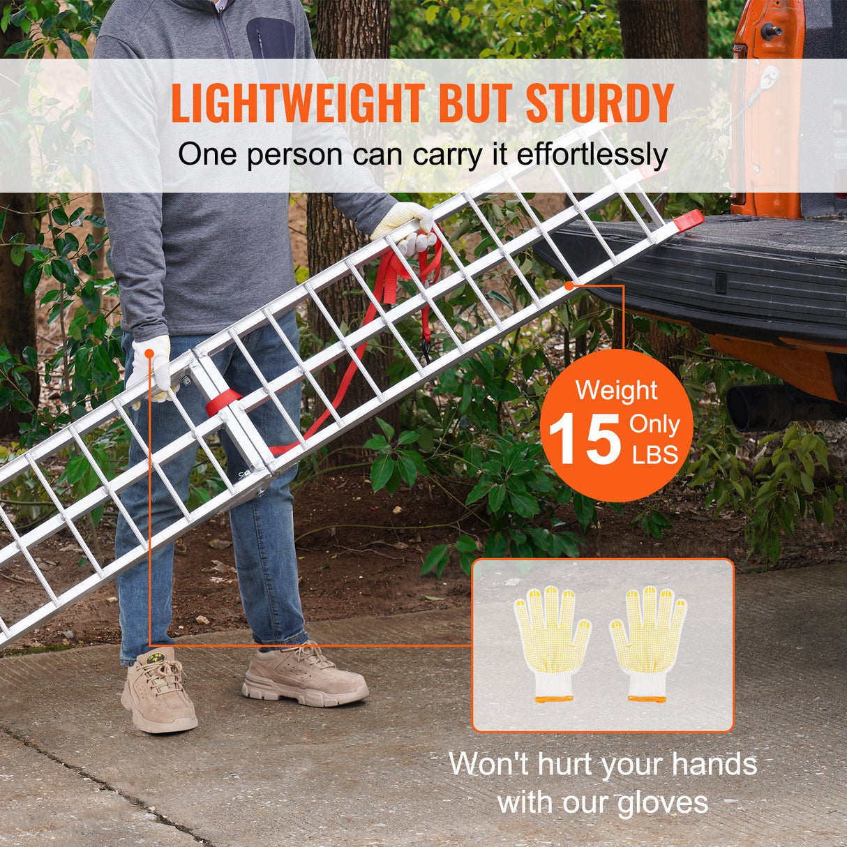 VEVOR Aluminum Ramp 750 LBS Foldable Loading Ramps for Pickup Trucks Bed 1 Piece