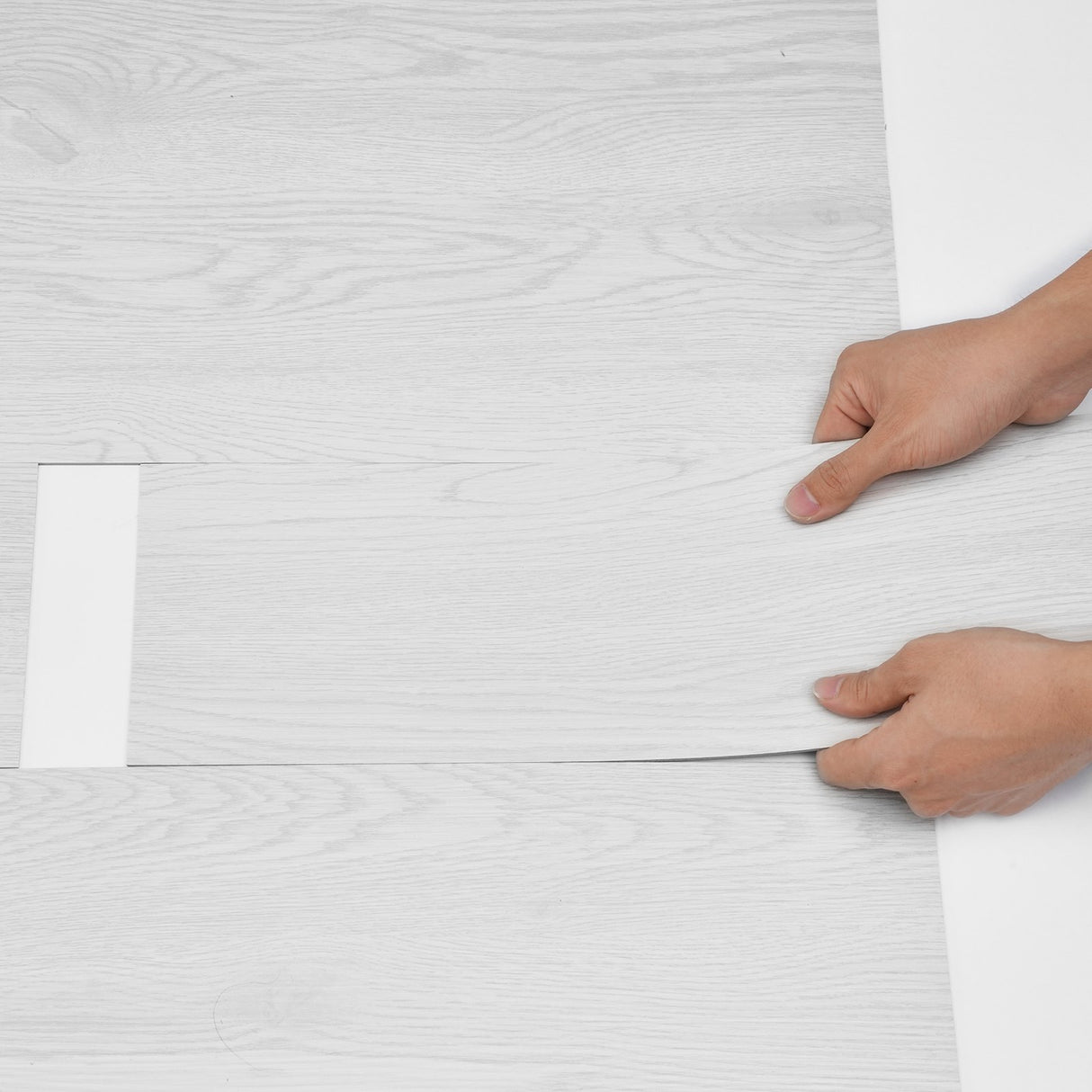 VEVOR Self Adhesive Vinyl Floor Tiles 36 x 6 inch, 36 Tiles 2.5mm Thick Peel & Stick, Light Gray Wood Grain DIY Flooring for Kitchen, Dining Room,
