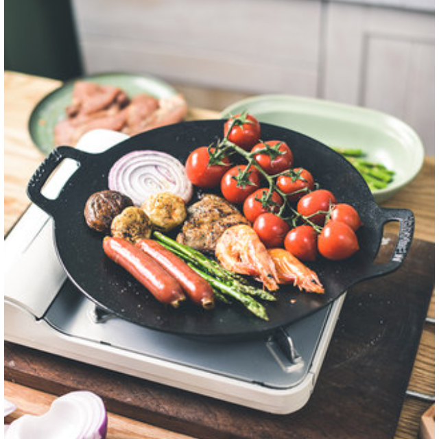 Nonstick Barbecue Grill Pan Sturdy Cast Iron Griddle - 30CM