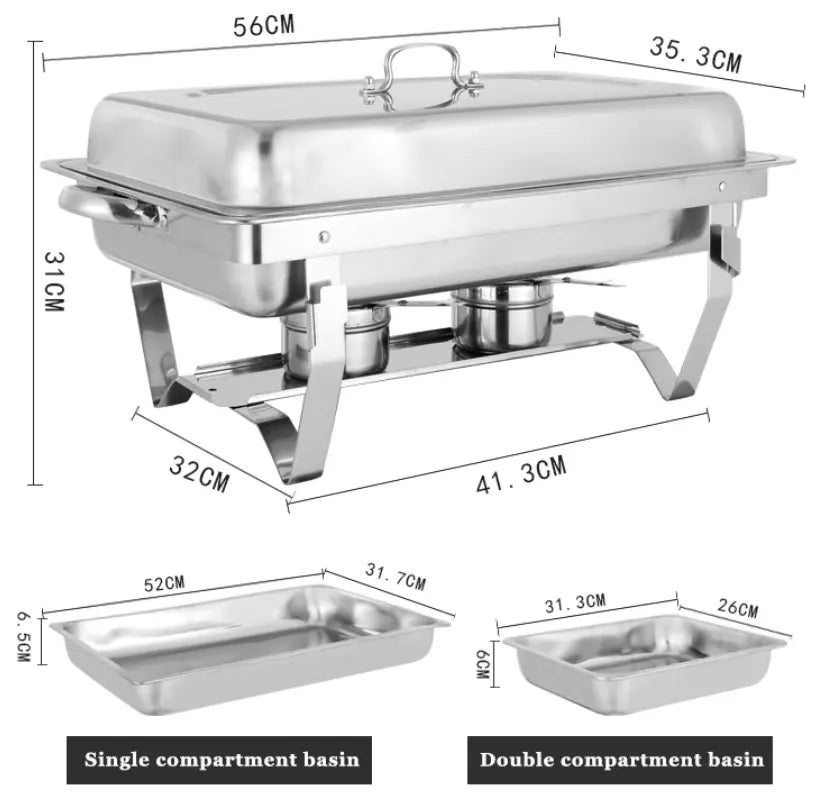 Chafing Dish Food Warmer Stove 11L 2 Compartment
