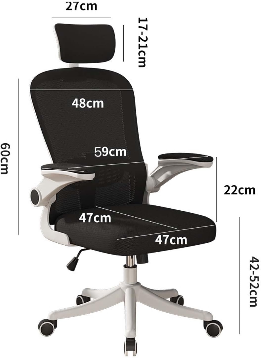 Office Chair Swivel Ergonomic Office Chair With Back Support - White