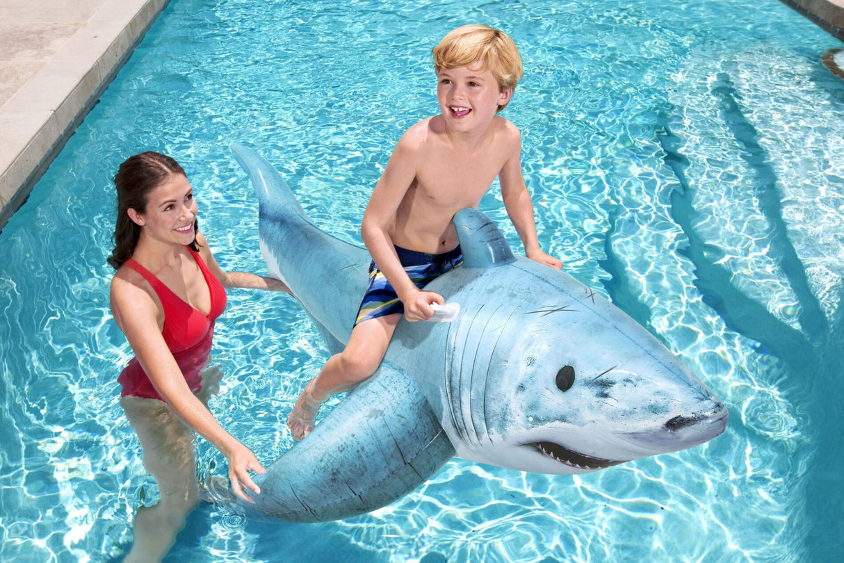Bestway 1.83m x 1.02m Realistic Shark Pool Float Inflatable Rubber Ride on for Kids