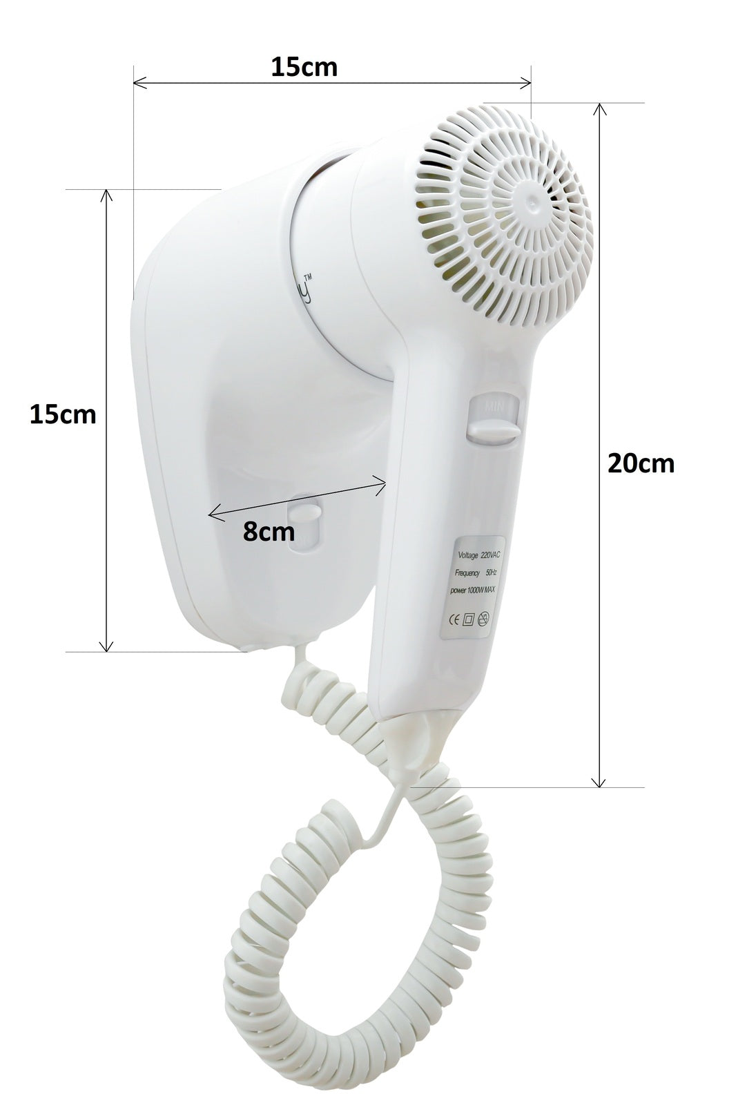 Wall Mount Hair Dryer 1200W - White