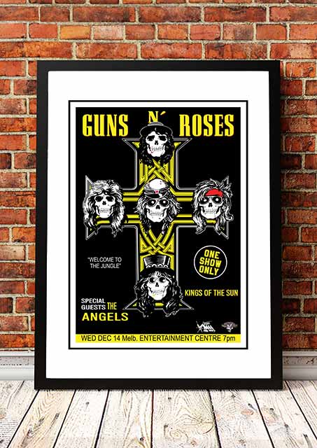 Guns N' Roses 'Melbourne Entertainment Centre' Melbourne, Australian Tour Poster 1988 - Framed A2