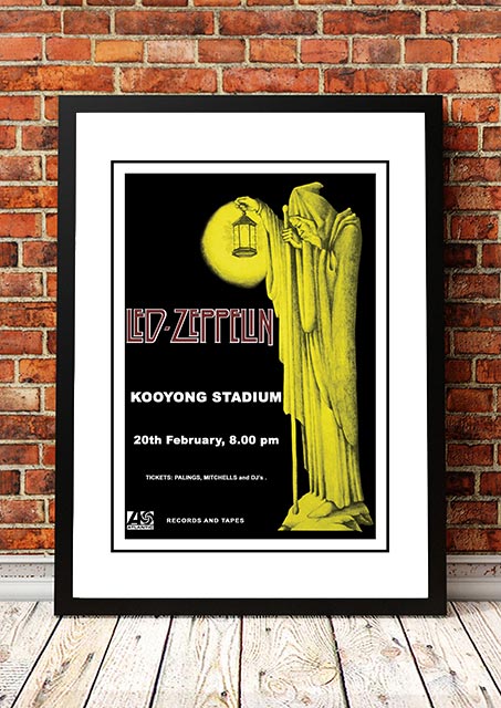 Led Zeppelin 'Kooyong Stadium' Melbourne, Australian Tour Poster 1972 - Framed A1
