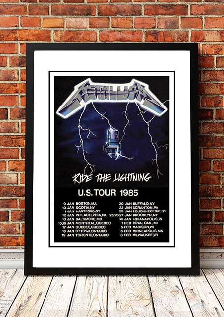 Metallica 'Ride The Lightning' US Tour Poster 1985 - Framed A3