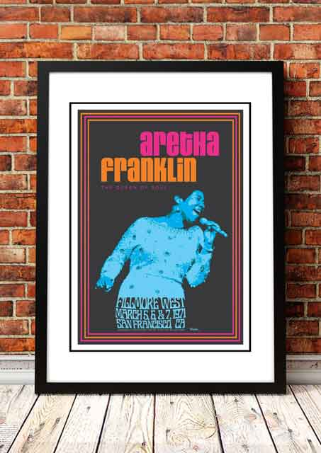 Aretha Franklin ??illmore West??San Francisco, USA Concert Poster 1971 - Framed A4