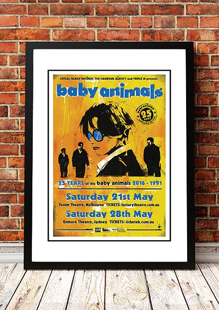 Baby Animals ??5 Years??Sydney / Melbourne, Australia 2016 Tour Poster - Framed A4