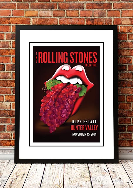 The Rolling Stones 'Hunter Valley' Australia Concert Poster 2014 - Framed A2