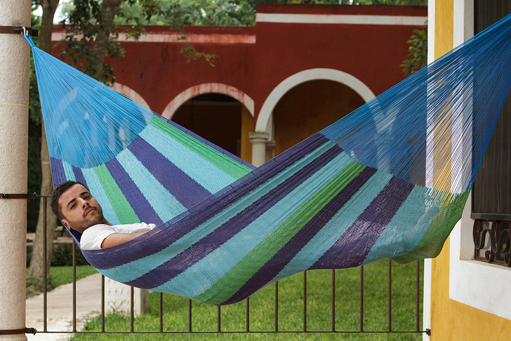 Oceanica Power Nap Cotton Hammock by Mayan Legacy - Perfect for Three
