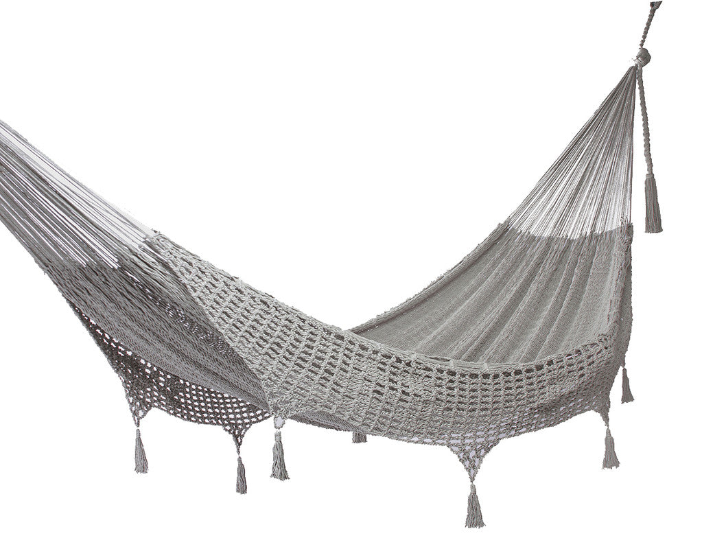 Queen Size Dream Sands Mayan Legacy Outdoor Cotton Hammock with Hand-Crocheted Tassels