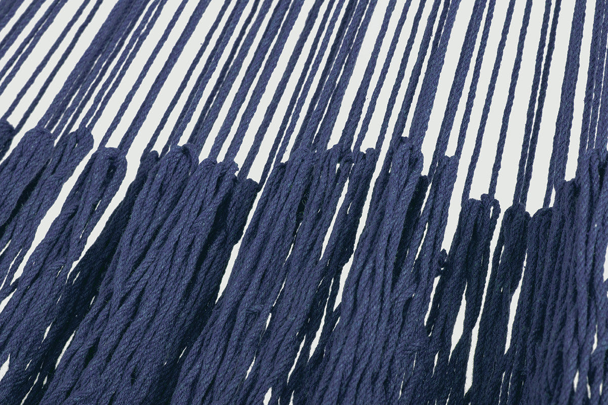 King Size Outdoor Cotton Mayan Hammock in Blue - Supports Up to 3 Adults