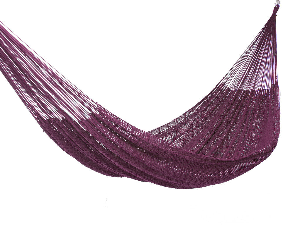 King Size Maroon Outdoor Mayan Legacy Cotton Hammock for Three Adults