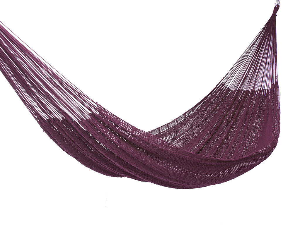 King Size Maroon Outdoor Mayan Legacy Cotton Hammock for Three Adults