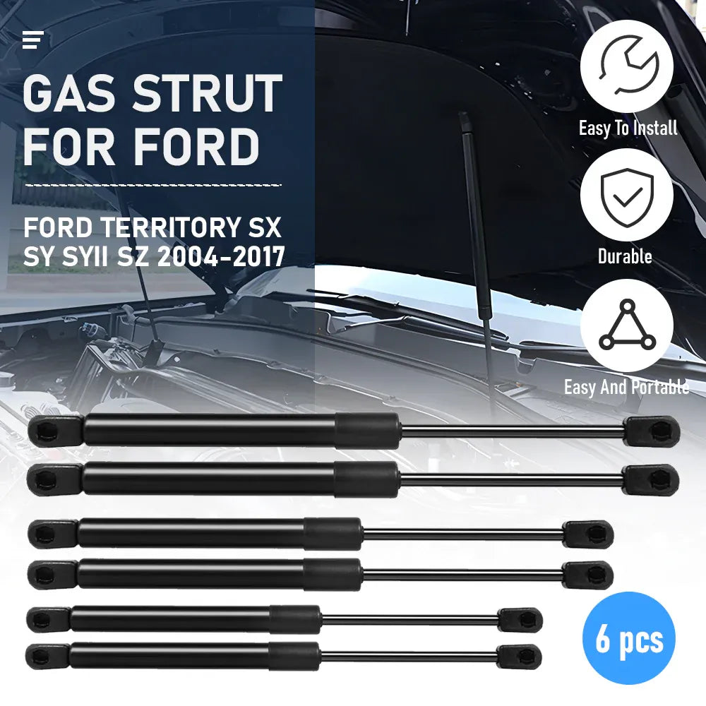6pcs Premium Gas Struts Kit for Ford Territory SX SY 2004-2011 Bonnet Tailgate Window Glass Direct Replacement Steel Anti-Rust Easy Install