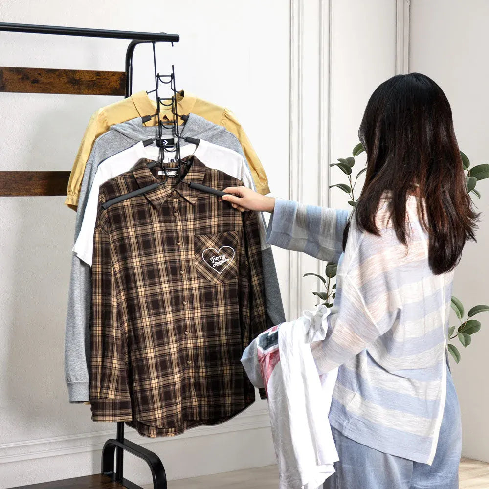8 Sets Magic Clothes Hangers Detachable 5-in-1 Multilayer Carbon Steel Coat Hanger with Anti-Slip Foam Sleeves Space Saving for Wardrobe Closet Storage