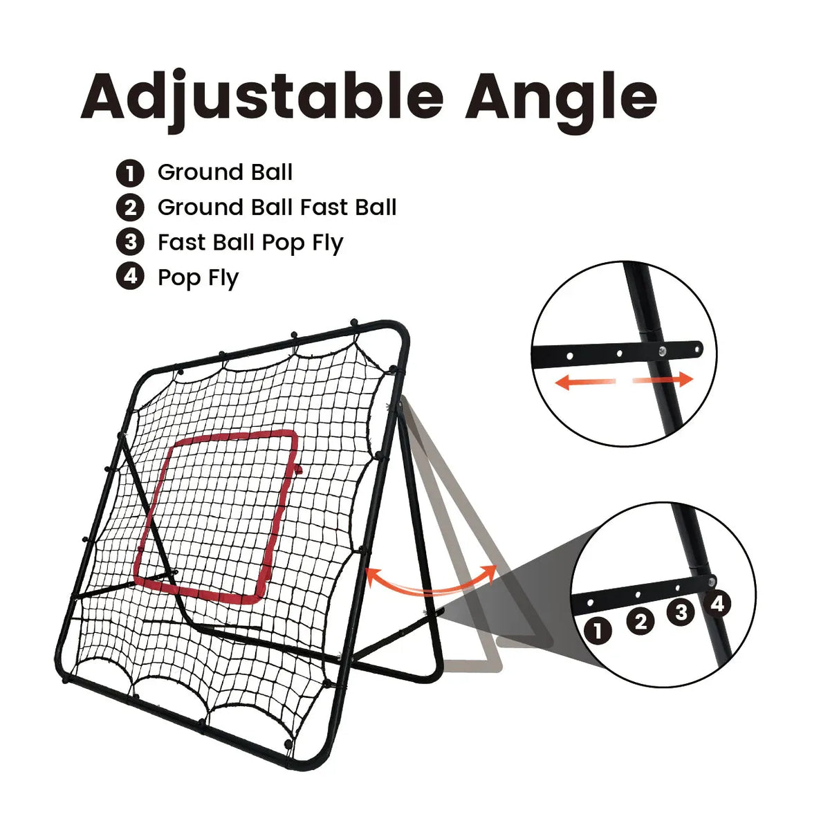1m Football Rebounder Net Soccer Training Kickback Target Bounce Wall Detachable Metal Frame and PE Net For Passing Shooting Practice Sports Skills Trainer