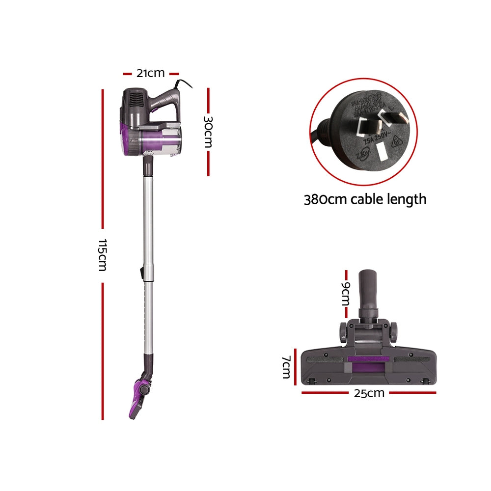 Devanti Corded Bagless Handstick Vacuum Cleaner 500W - Purple
