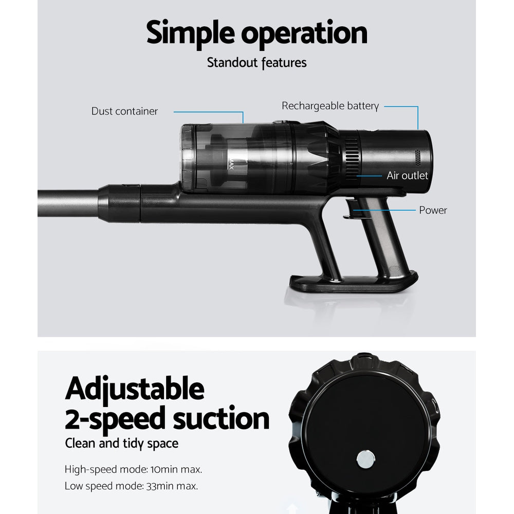 Devanti Cordless Brushless Stick Vacuum Cleaner 350W - Grey