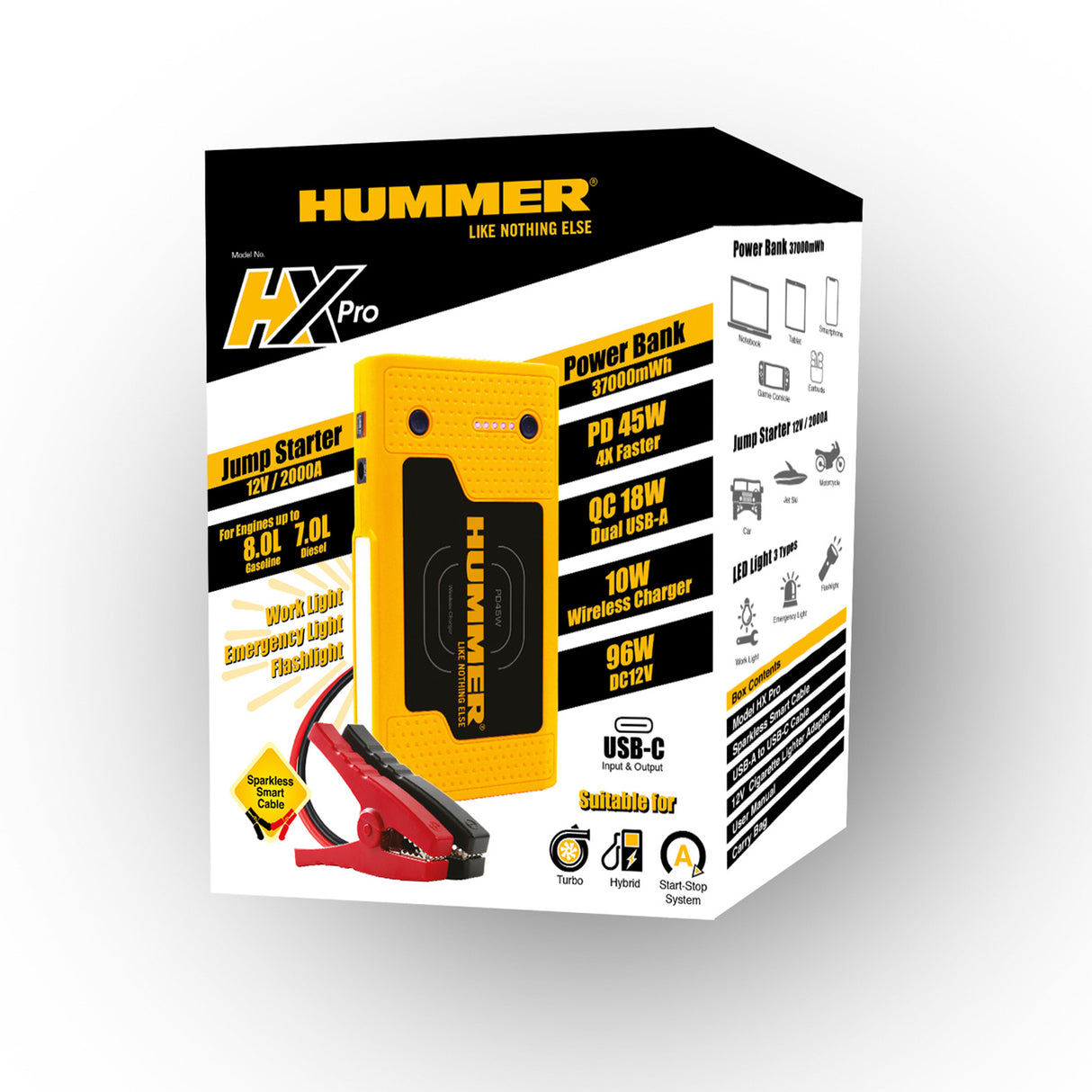 Hummer HX Pro 2000A Jump Starter USB-C Power Bank & Wireless Charger
