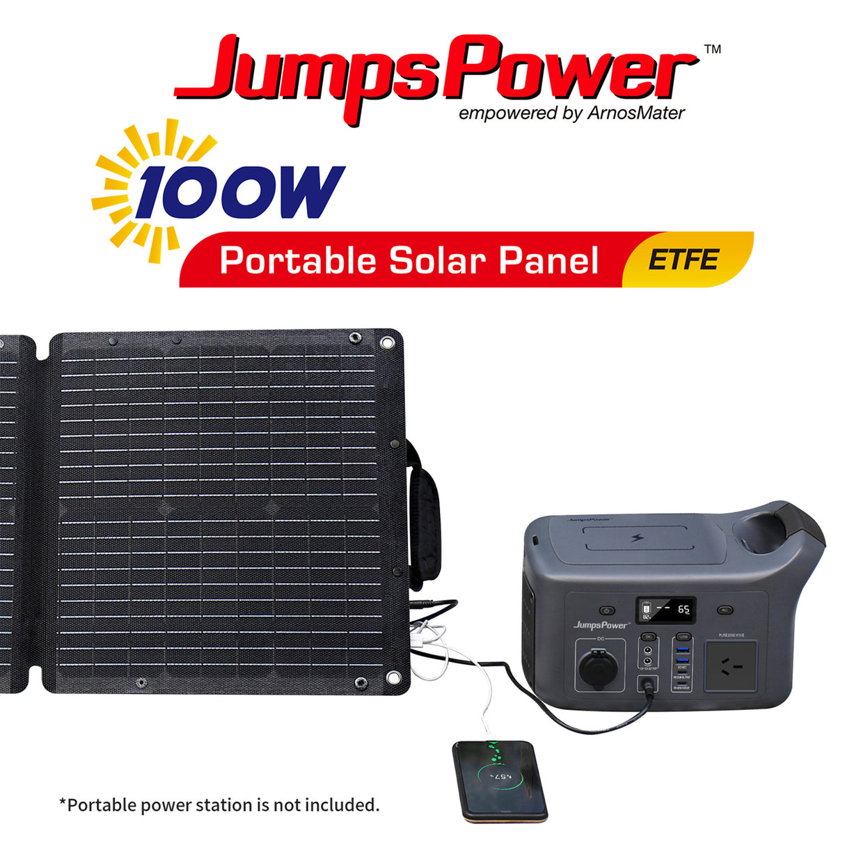 JumpsPower 100W Portable Solar Panel