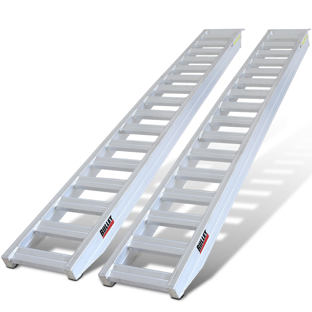 BULLET Pair of 3.8m Aluminium Loading Ramps, 4000kg Total Capacity, Heavy-Duty, Safety Pins, for Car, 4x4, Ride on Mower, ATV, Mini Excavator