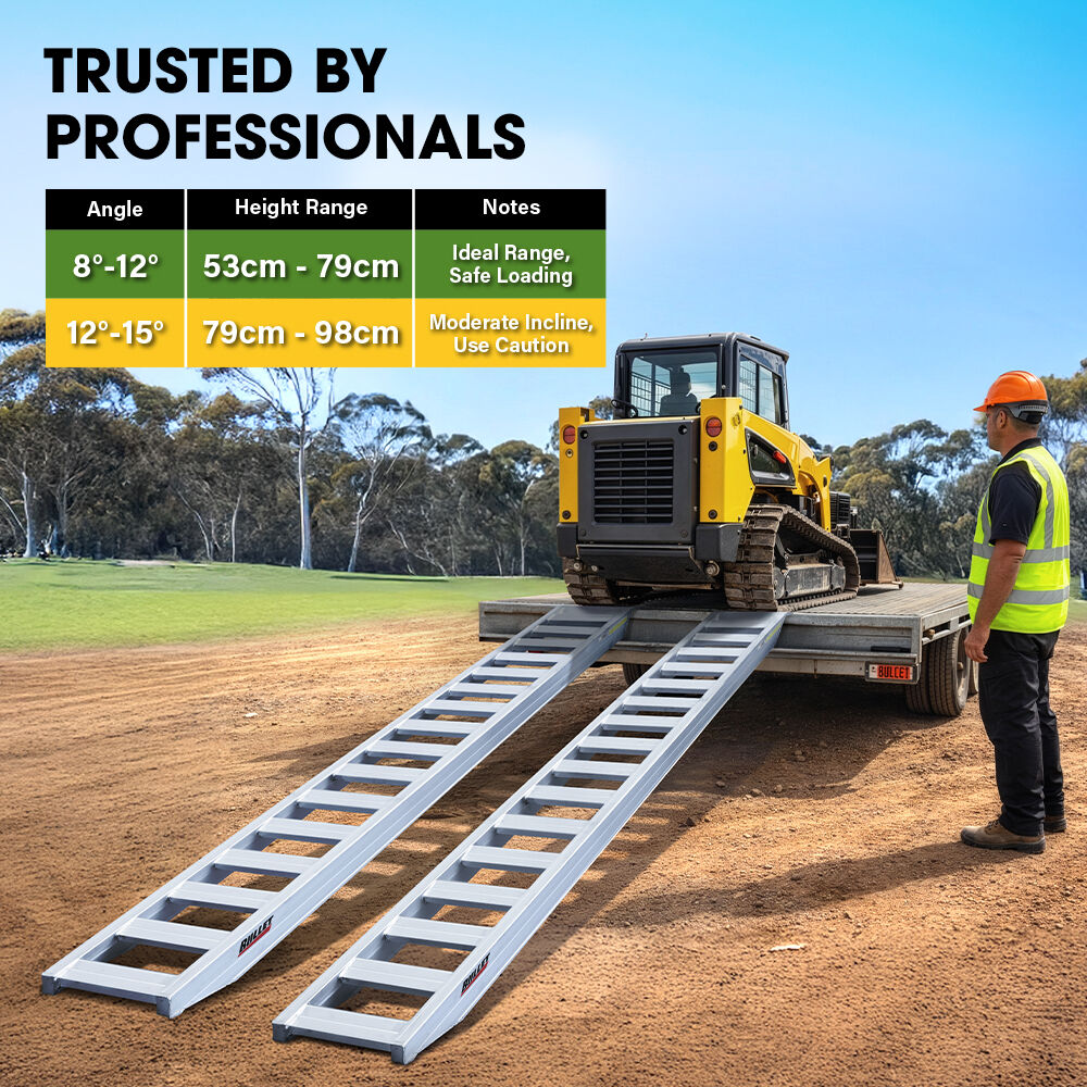 BULLET Pair of 3.8m Aluminium Loading Ramps, 4000kg Total Capacity, Heavy-Duty, Safety Pins, for Car, 4x4, Ride on Mower, ATV, Mini Excavator