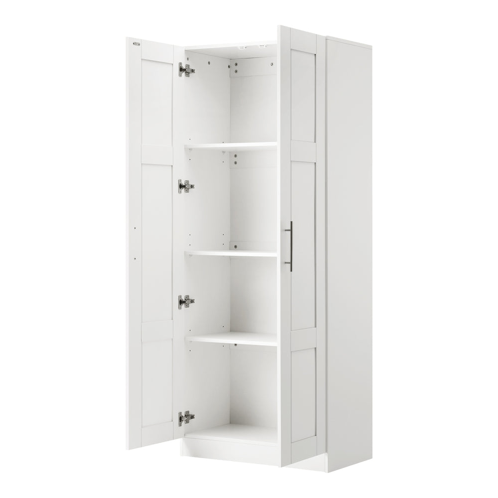 Oikiture Wardrobe Large 2 Doors 4 Shelves White