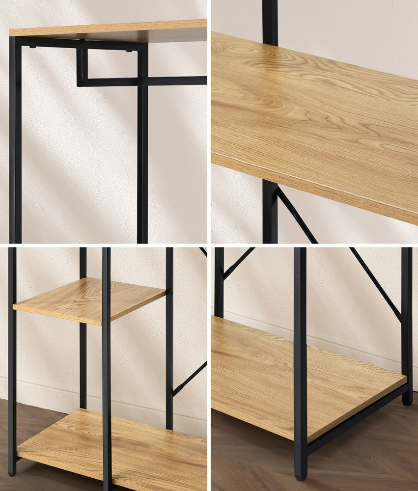 Oikiture Large Open Wardrobe Hanging Rail 5 shelves