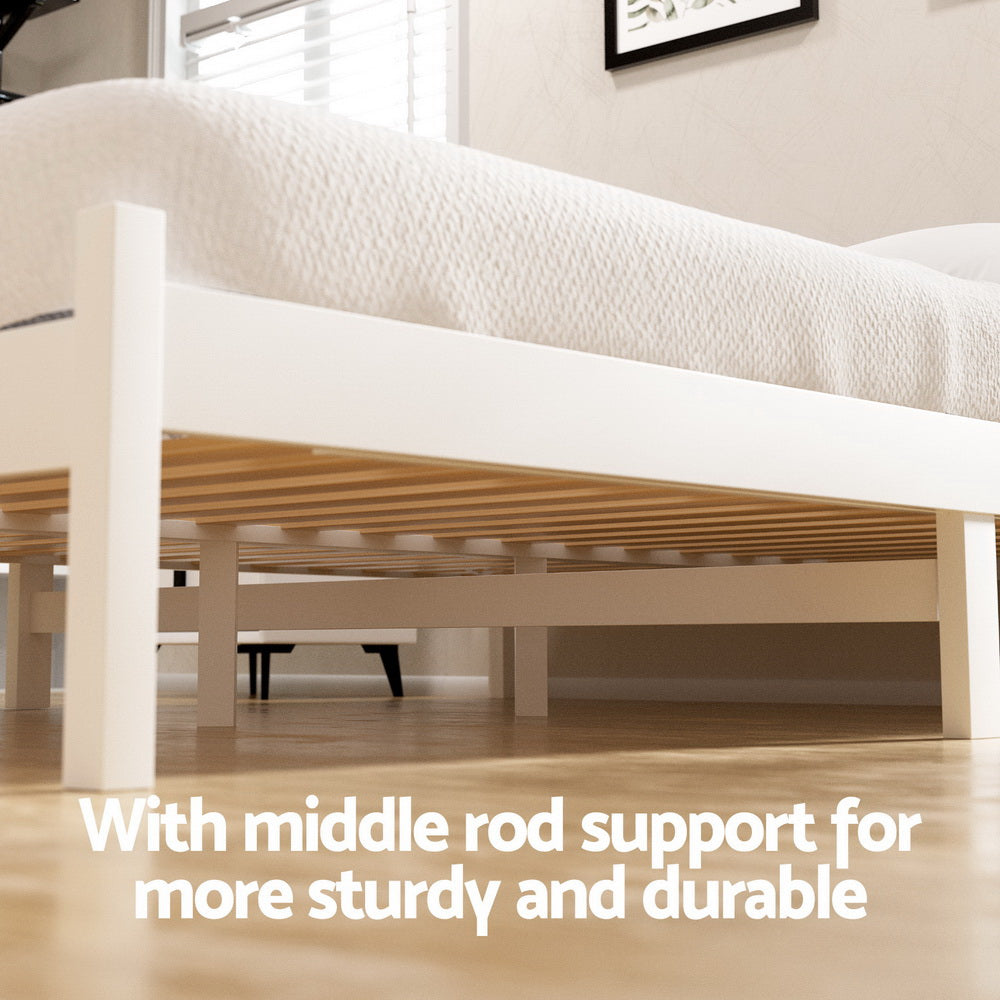 Artiss Bed Frame Double Size Wooden Platform with 2 Storage Drawers White SOFIE