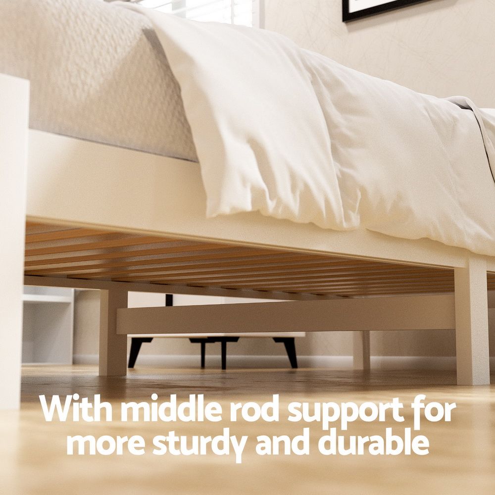 Artiss Bed Frame King Single Size Wooden Platform with 2 Storage Drawers White