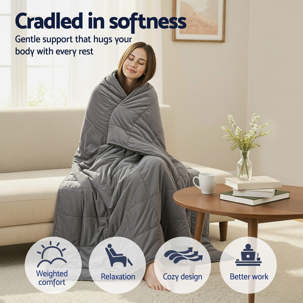 Giselle 9KG Weighted Blanket Adults Kid Anti Anxiety Gravity Blankets Sherpa Fleece