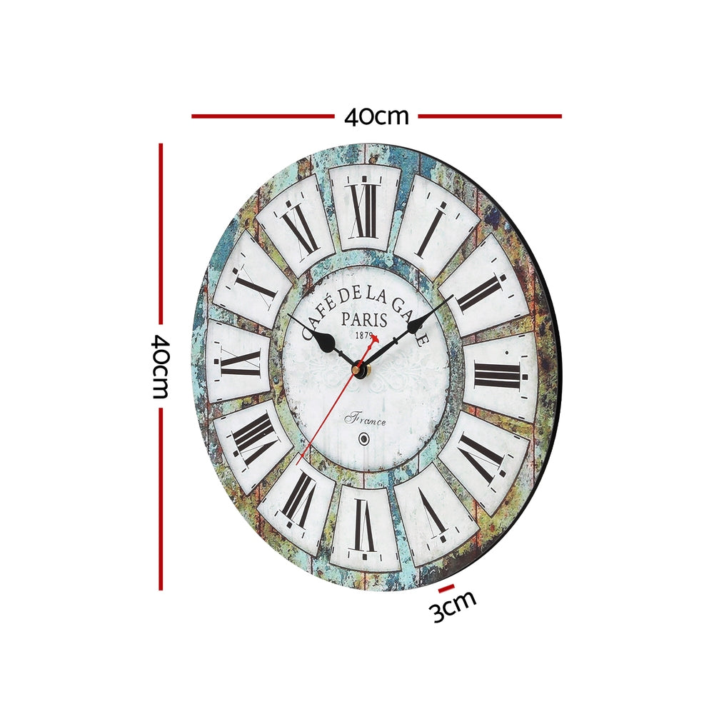 Rustic Charm 40CM Turquoise Wall Clock by Artiss