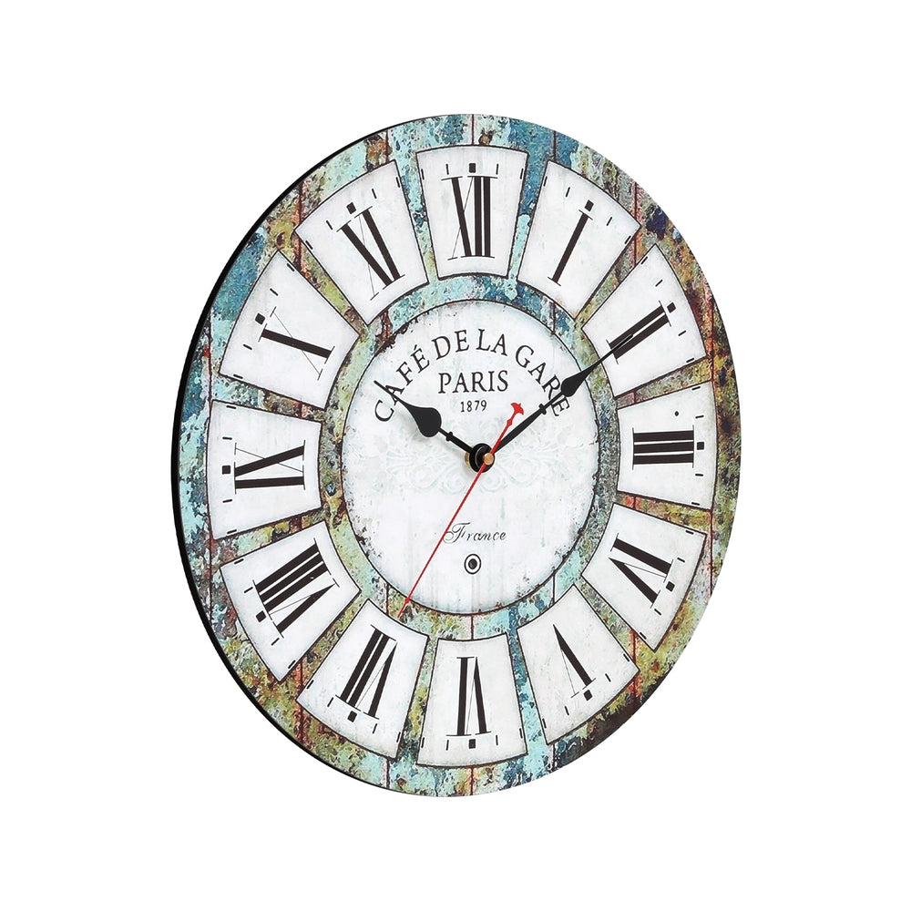 Rustic Charm 40CM Turquoise Wall Clock by Artiss