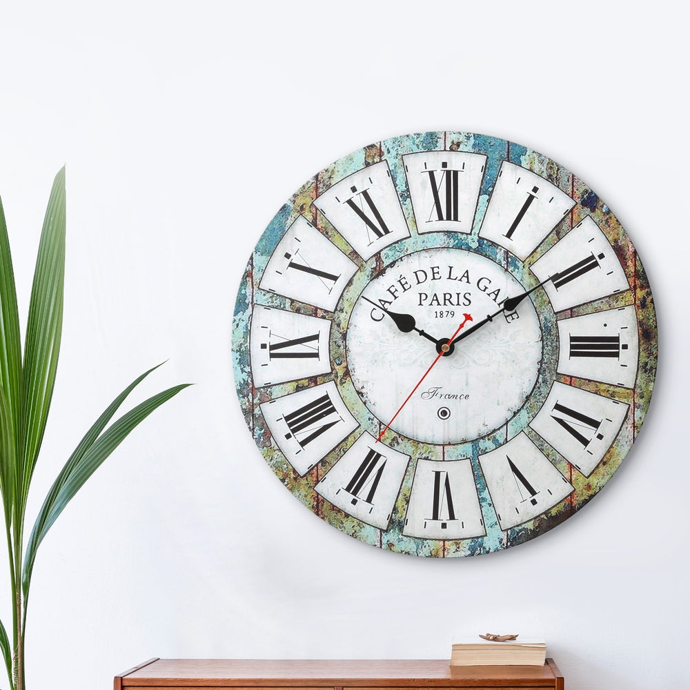 Rustic Charm 40CM Turquoise Wall Clock by Artiss