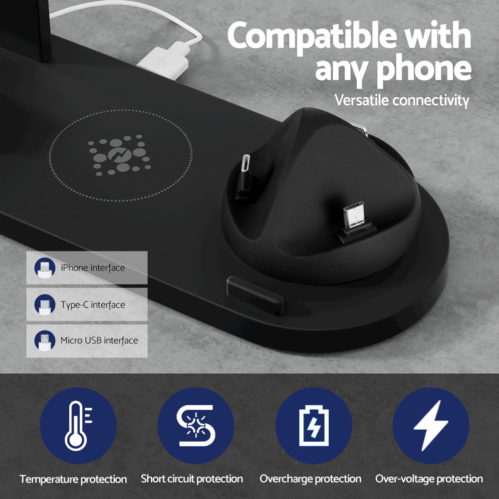 Devanti 15W 4-in-1 Wireless Charging Station for Phones, AirPods, and iWatch