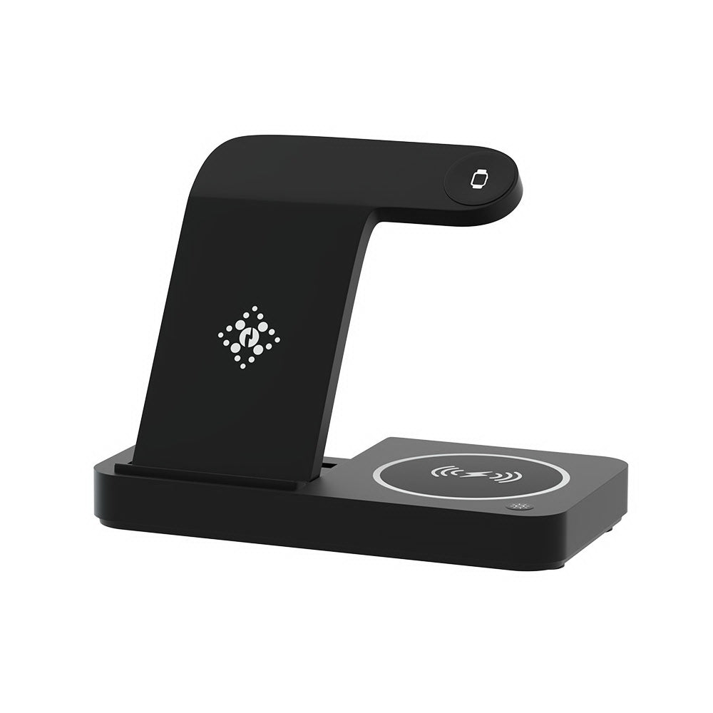 Devanti 4-in-1 Fast Wireless Charging Station for Phones, iWatches & Airpods - Black