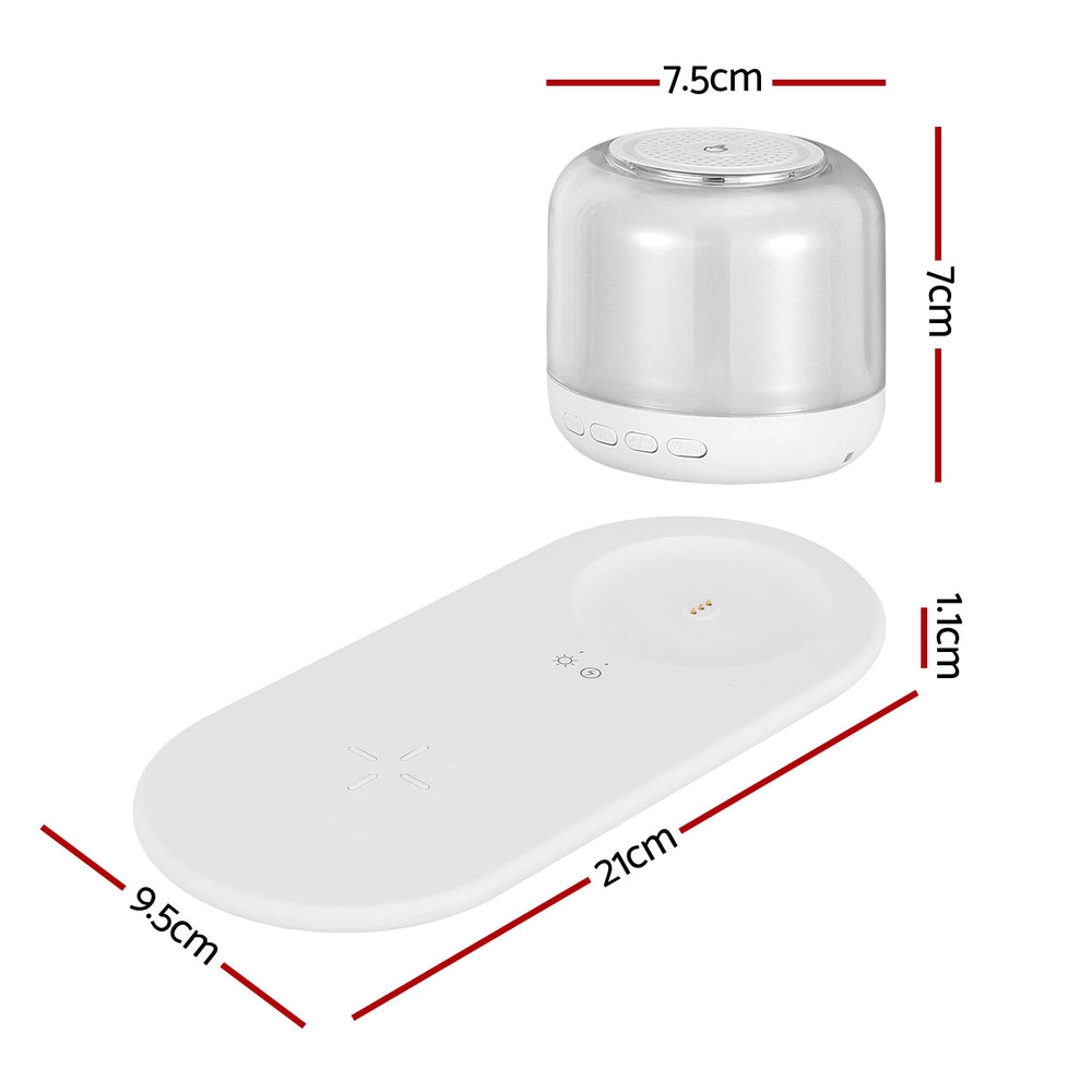 Devanti 15W Fast Charging 3-in-1 Wireless Charger with RGB Ambient Light and Bluetooth Speaker
