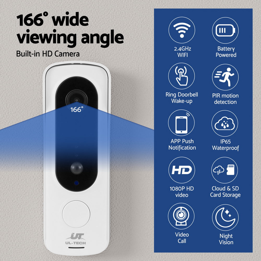Smart Wireless Video Doorbell with HD Camera and Motion Detection