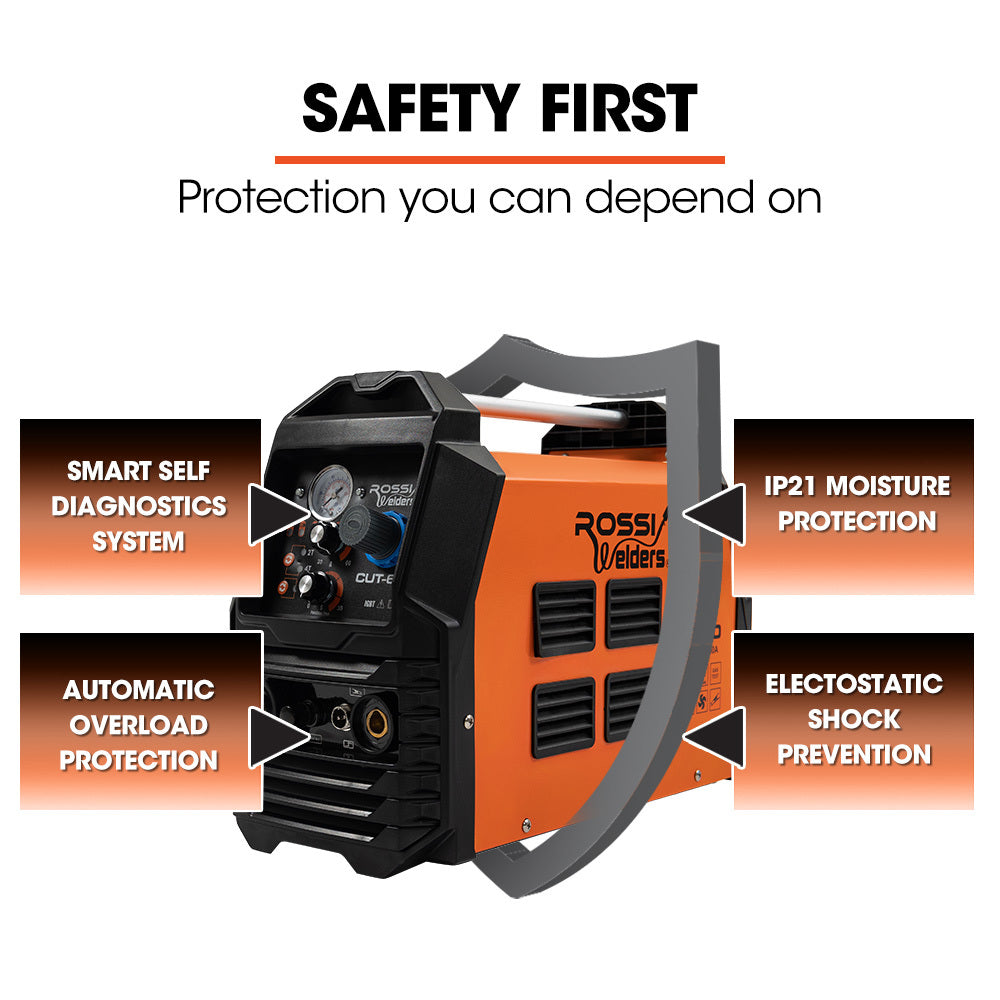 ROSSI 60A Plasma Cutter, Non-Touch Pilot ARC for Easy Cuts of Painted or Rusty Metals, DC Inverter C