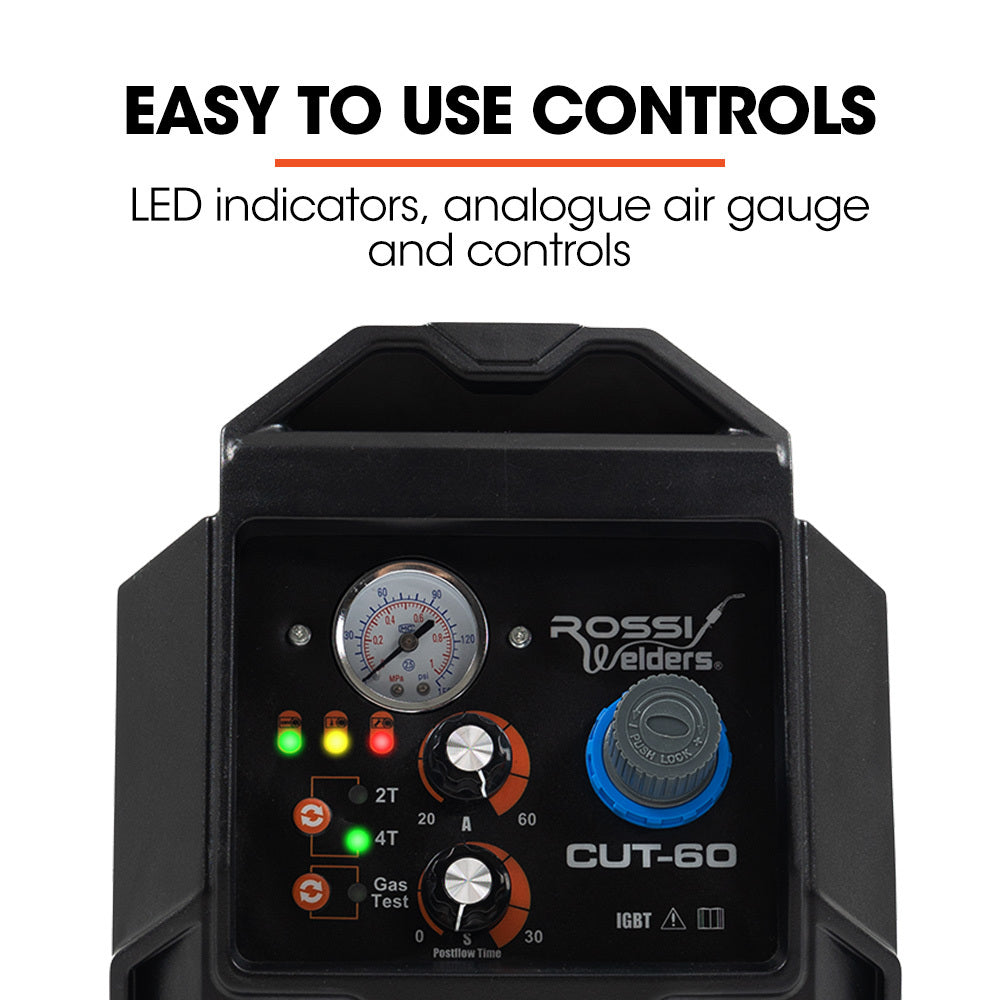 ROSSI 60A Plasma Cutter, Non-Touch Pilot ARC for Easy Cuts of Painted or Rusty Metals, DC Inverter C