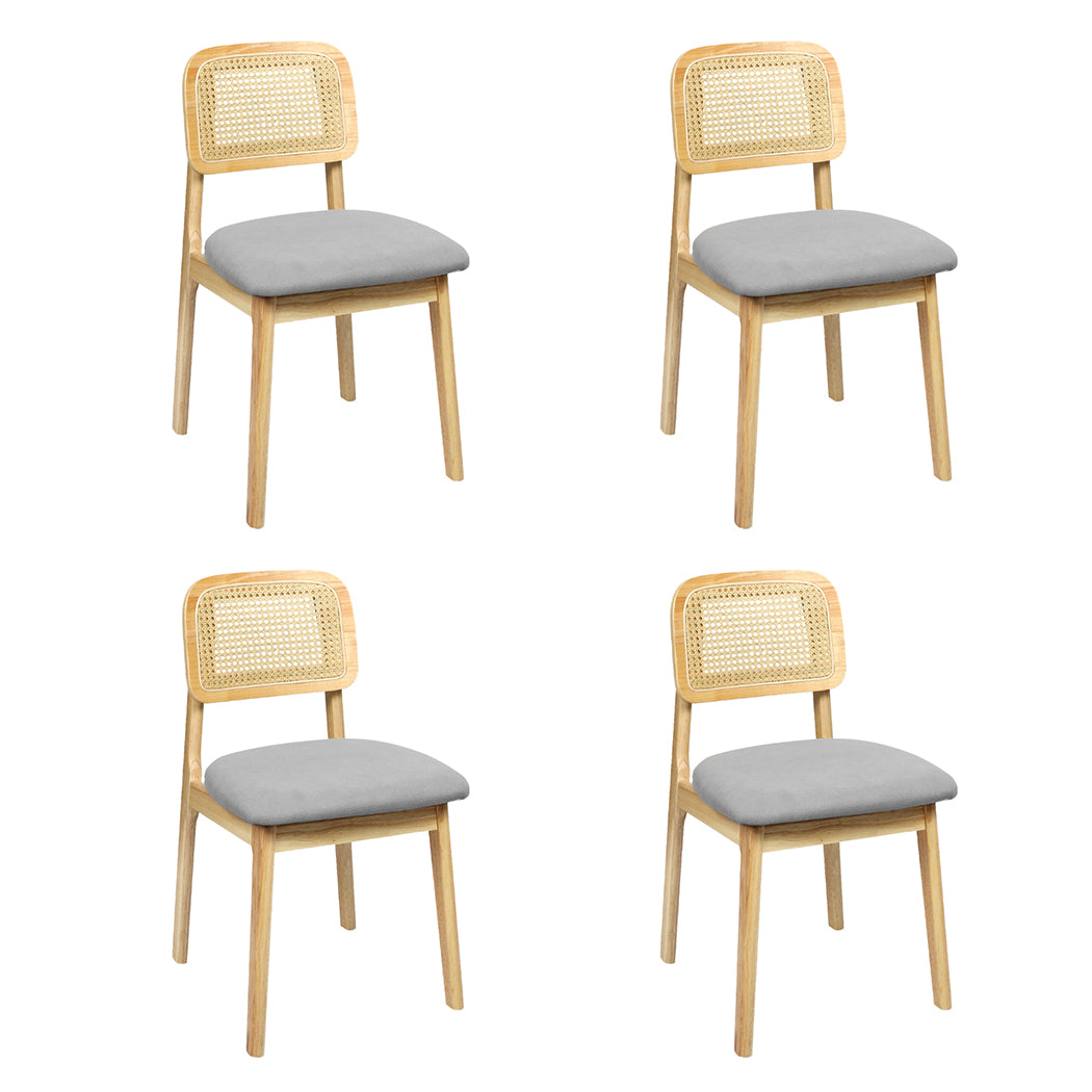 Levede Dining Chair Wood Rattan Armless Natural x4-2006732736697602048