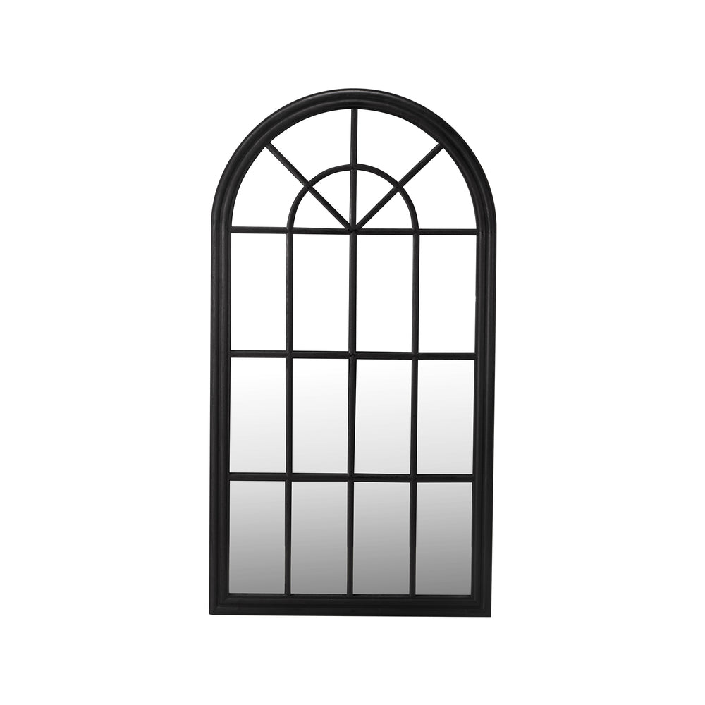 Oikiture 2PC Window Mirror Arched 76x51cm Wooden Black