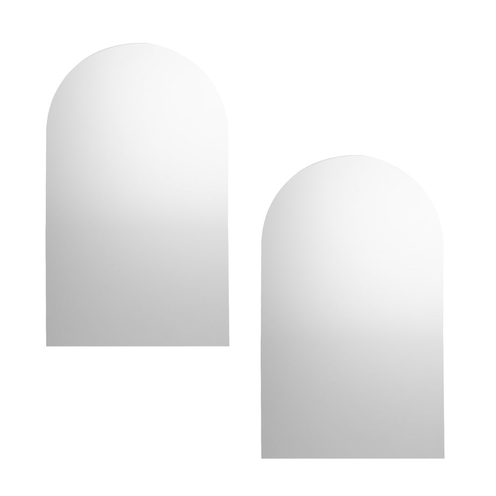 Oikiture 2X Wall Mirrors 86x50cm Arched Bathroom Frameless Mirror