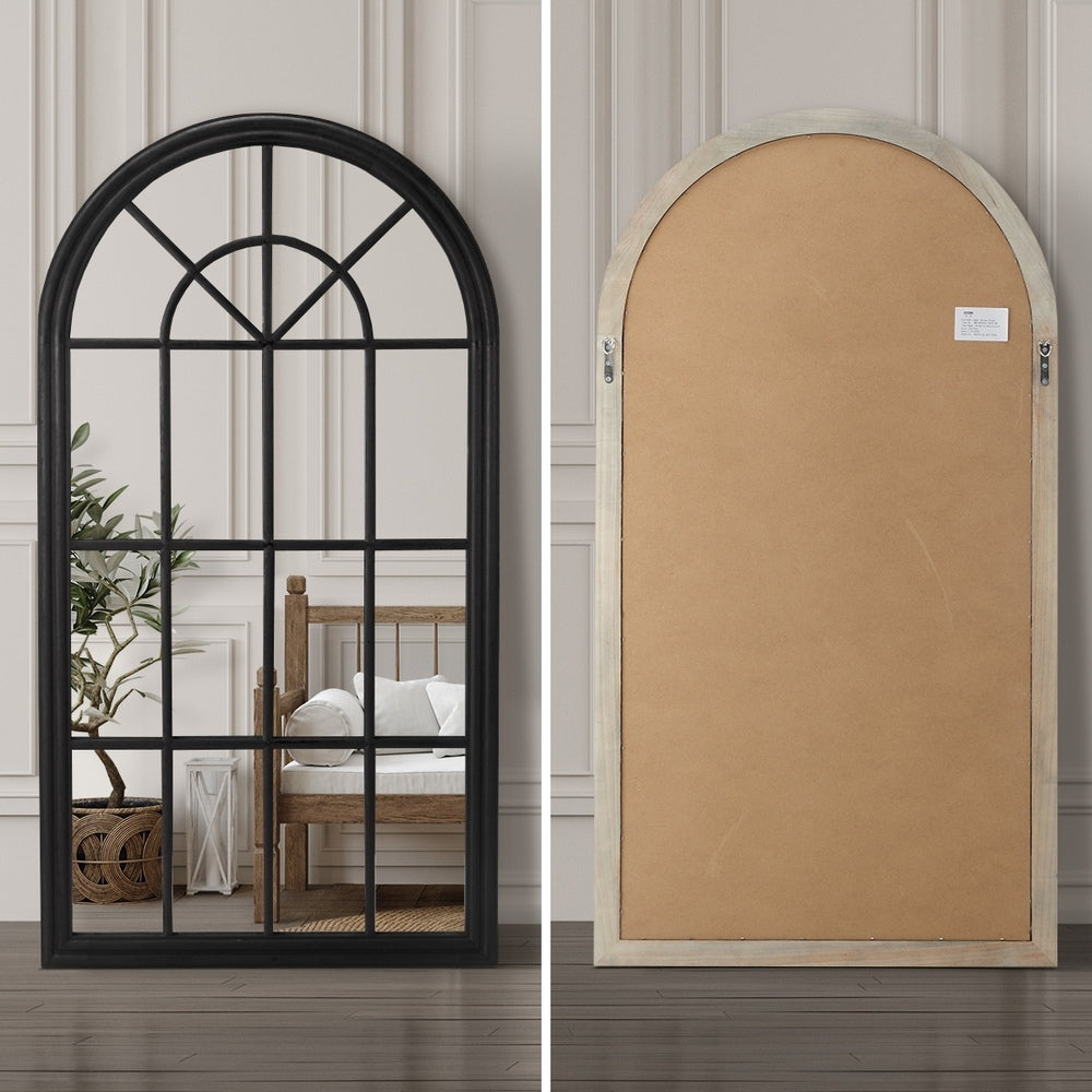 Oikiture Window Mirror Arched Wall Mirror 130x70cm Black