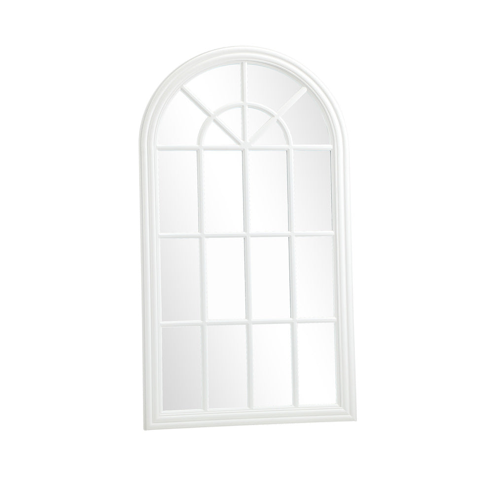 Oikiture Wooden Window Mirror Arched Wall Mirrors 130x70cm White