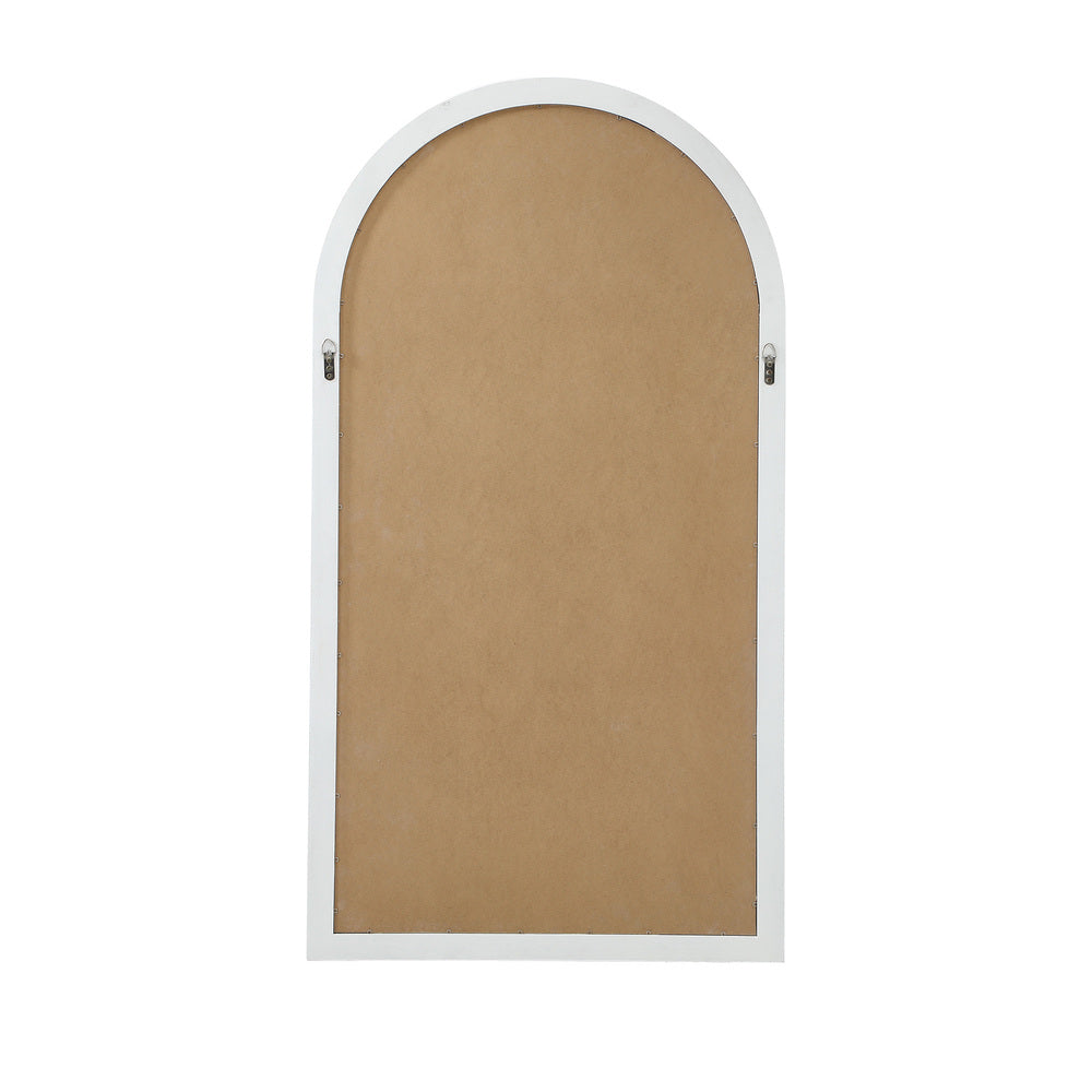 Oikiture Wooden Window Mirror Arched Wall Mirrors 130x70cm White