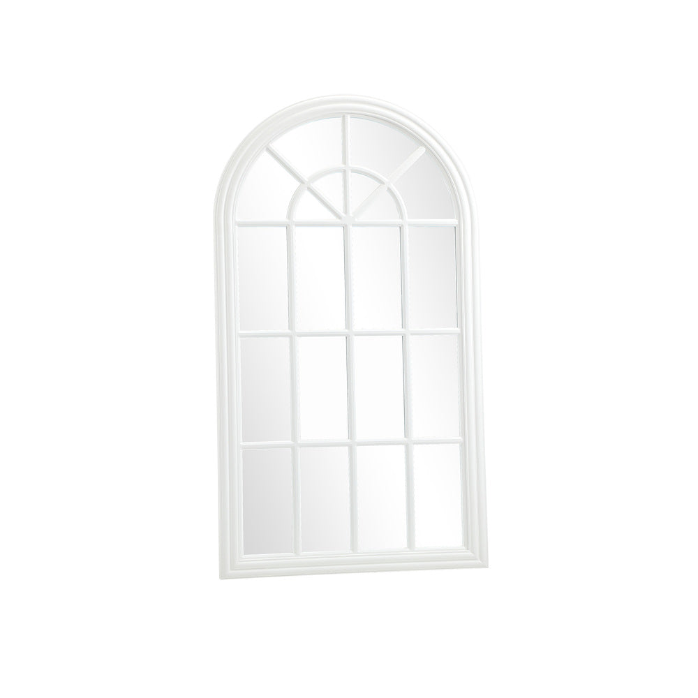 Oikiture 2PC Window Mirror Arched Wall Mirrors 76x51cm Wooden White