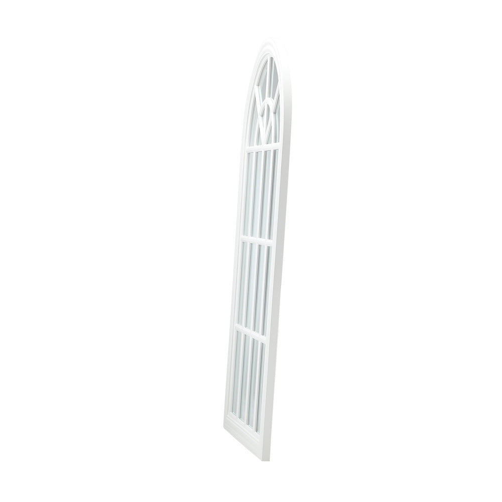 Oikiture 2PC Window Mirror Arched Wall Mirrors 76x51cm Wooden White